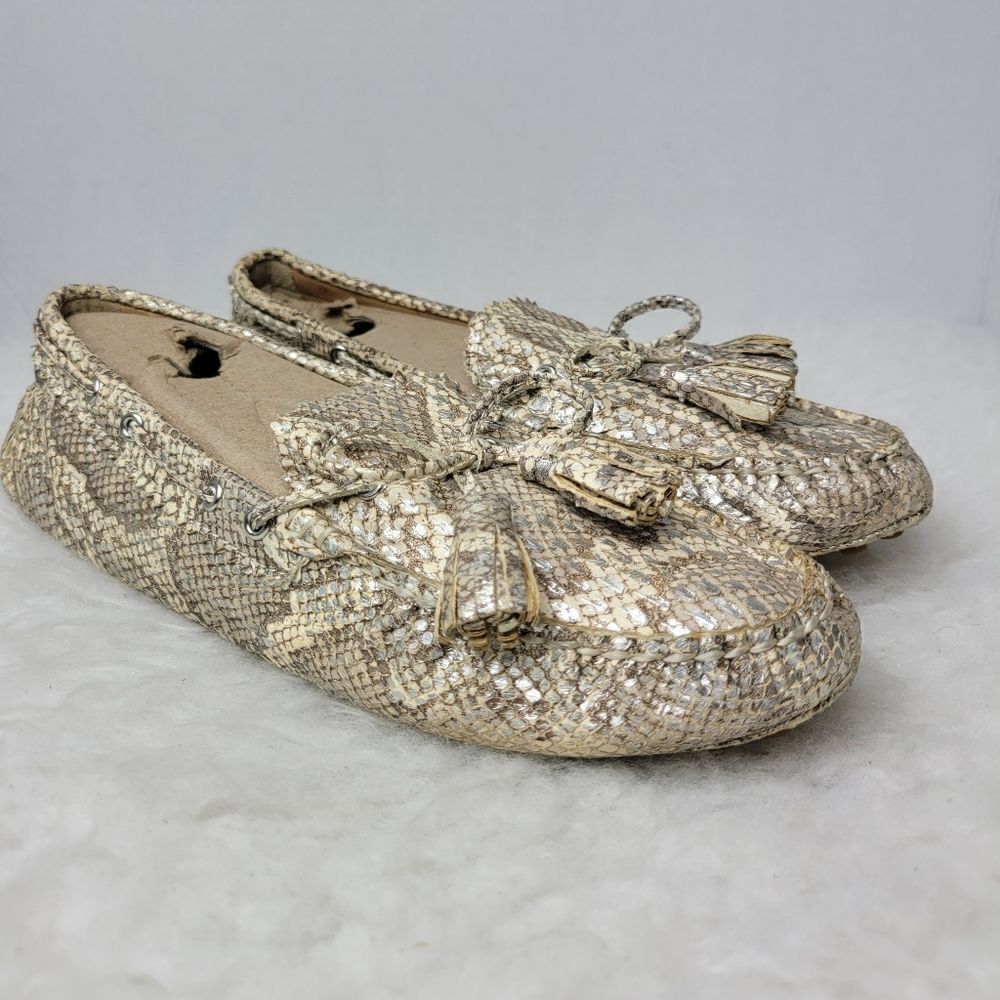 Coach Nadia Snake style Embossed Tassel Slip on Shoes slippers  Size 7.5 B